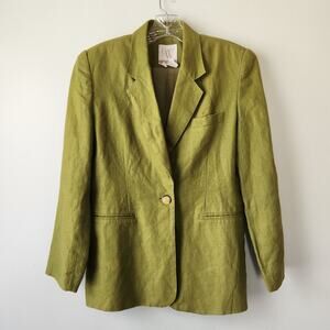 Clifford Willis Linen Blazer Womens 2P Green Classic Preppy Elevated Casual Work